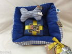 5840 Piece Bow Wow Pet Dog Bed With Blanket Toy Ultra Plush 3 Pc Machine Washable Blue White 856025005779