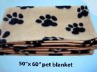 786892690801 Luxe Pet Life Blanket Beige Brown Paws New
