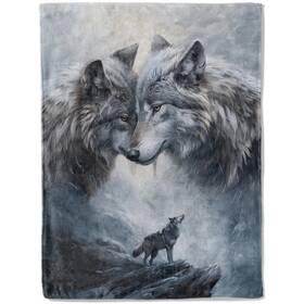 7845fghuiop145 Ainori Wolf Flannel Blanket - Cool Majestic Wolves In Winter Landscape Throw Light