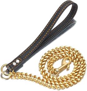 B09f39cg48 Aiyidi Gold Silver Dog Chain Leash 3-5ft 12mm Stainless Steel Curb Strong