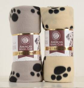 Akc9090tv Akc Fleece Dog Blanket Paw Print In Assorted Colors 59 X 63 Inch -