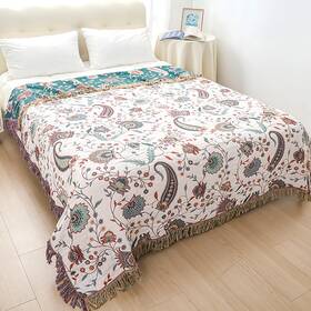 Alcb04-03 Alociaga Boho Throw Blanket 100% Pure Premium Cotton Ultra Soft Farmhouse Reversible