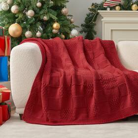 Ah24fy001 Amé Lie Home Checkered Chenille Knit Throw Blanket For Couch Classic Textur