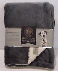 32550 American Kennel Club Akc Velvet Sherpa Throw Blanket Grey White Nwt
