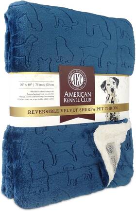 Akc9088navy American Kennel Club Premium Velvet Sherpa Pet Blanket Soft And Warm Throw F