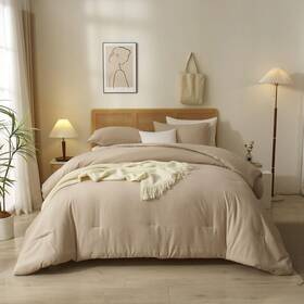 Amv002kq Amwan Khaki Comforter Set Queen Size 3 Piece Farmhouse Bedding And Co