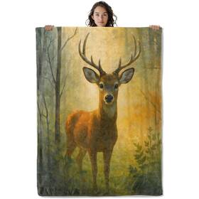 L51002c059h5625 Asivud Serene Deer Blanket 60 X 50 Inch Flannel Forest Animal Throw Gifts
