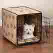 B005n0m0fuj Medium Polyester Dog Crate Camel Color Paw Print Blanket Cover With Bed