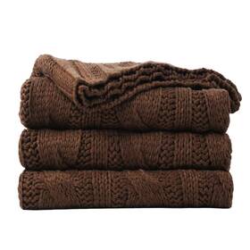 Btl-15032-brown Battilo Brown Cable Knit Throw Blankets For Couch Super Soft Warm Cozy Decor