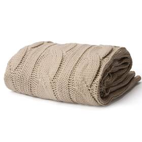 Btl-15032-khaki Battilo Khaki Throw Blanket For Couch Soft Cozy Cable Knit Lightwei