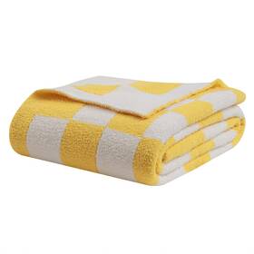 Bearberry 738508653847 Fuzzy Checkerboard Grid Throw Blanket Soft Cozy Warm Microfiber Bed