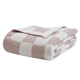 Bearberry 738508653915 Fuzzy Checkerboard Grid Throw Blanket Soft Cozy Warm Microfiber All