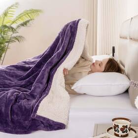 Bearhug 973497695322 Electric Blanket Twin Size 62 Inch X 84 Velvet And Sherpa Purple Heated B