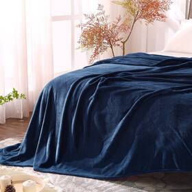 Bedelite 762917252339 Fleece Blankets Queen Size Navy Blue Throw For Bed Luxury