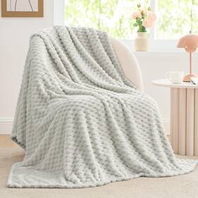 Beusc1pd2g3tw Bedelite Fleece Blanket Twin For Bed Couch 3d Jacquard Decorative Light Grey