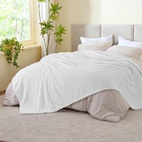 Beusc1pd2w1ki Bedelite Fleece Blanket Large King Size For Bed 3d Jacquard Decorative Whit