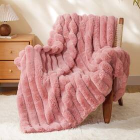 Beusc8s1p4tw Bedelite Faux Fur Throw Blanket For Couch Soft And Cozy Luxurious 3d Striped