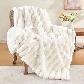 Beusc8s1w8th Bedelite Faux Fur Throw Blanket For Couch Soft And Cozy Luxurious 3d Striped