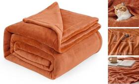 Myq011-091 Bedshe Gentlesoft Twin Xl Fleece Blanket Dorm Bedding 66 Inch X 90 Dark Orange