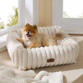 Us000036w0m Bedsure Comfyfleece Cute Dog Bed For Small Medium Dogs - Washable Furry P