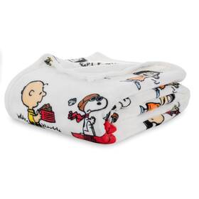 E0483-tw-df6 Berkshire Blanket Peanuts Velvetloft Cute Character Snoopy Plush Bla