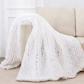 Bckb-4060-wh Bigacogo Chunky Knit Throw Blanket For Couch 40x60 Inches 100% Hand Knitted