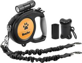 B087bzxn3j Bingpet Dual Retractable Dog Leash 26ft Heavy Duty Tangle-free With Led Light