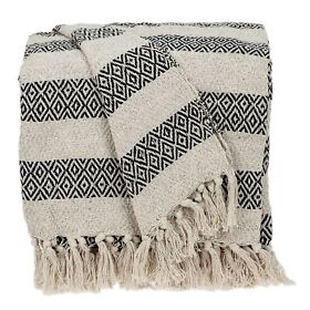 Black And Beige Diamond Weave Soft Cotton Handloom Throw