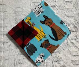 140s Blankets Of Love Design New Small 28 Inch X 36 Dog Print On Blue With Red And Black Check Fleece Blanket