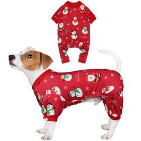 B822063 Blaoicni Dog Christmas Pajamas Snowman Pet Clothes Costumes Pjs Stretchy Funny Cos