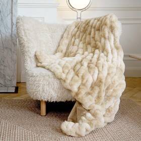 230601ebclth Blunique Faux Fur Blanket Throw For Couch Fluffy With Stretch Ruched