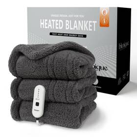 Bsus010124twpgy Blunique Electric Blanket Throw 50x60 Inches Double-sided Sherpa Soft And Cozy Thick H