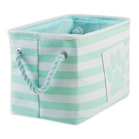 5743 Bone Dry Pet Storage Collection Striped Paw Patch Bin Aqua Small Rectangle