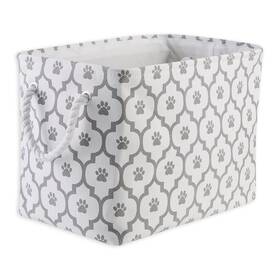 6192 Bone Dry Pet Storage Collection Lattice Paw Print Medium Rectangle White/gray