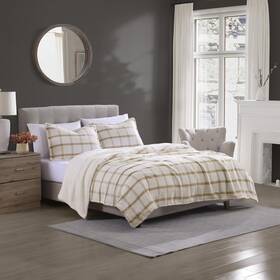 Brielle Home 807000282593 Aldin Plaid Plush Reversible Sherpa Blanket And Sham Set Beddi