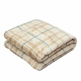 Brushed Check Tan Green Reversible Velvet And Sherpa Throw Blanket