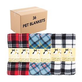 Bulk Case Of Pet Blankets Size Options Soft Polar Fleece Checkered Design