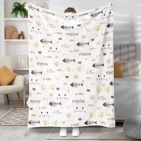Bvhimste 445021643684 Birthday Thanksgiving Christmas Gift Cat Blanket Cute Pet Kitten Print Blankets