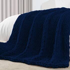 Jcb-h-l07 Carriediosa Chunky Knit Throw Blanket 60 Inch X 80 Twin 100% Hand Made Large Ch