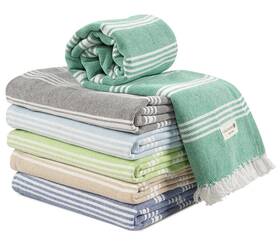 Cpbt6pk-bgrss Casa Platino Turkish Beach Towels Set Of 6 Lightweight And Soft Quick Dry To