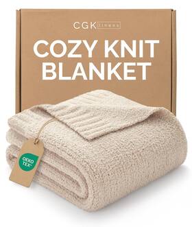 Cgk Unlimited 056794243616 Oatmeal Throw Blanket - Super Soft For Couch Bed Sofa Chair Lightw