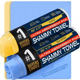 Champion Chamois Cc-2by Premium Large Shammy Towel For Car - 2pk 26 Inch X17 Super Absorbent Streak-