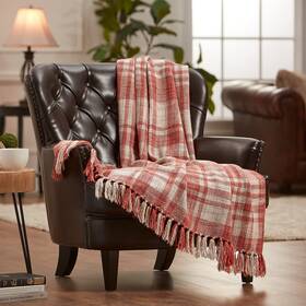 Chanasya 840195701593 Premium Farmhouse Pattern Plaid Throw Blanket Lightweight Knit Textu