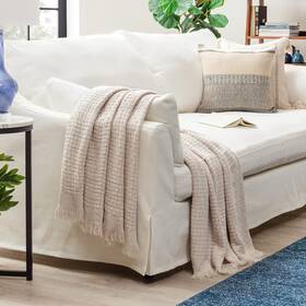Chanasya 840195705577 Premium Textured Waffle Acrylic Throw Blanket With Tassels - Lightwe