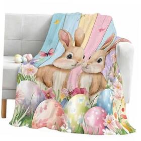 P1766136687921866763chd Chic D Easter Throw Blanket Bunny Spring Floral Fleece For 40x60inch Pink Blue