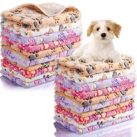 Blanket-035 Chumia 40 Pieces Blankets Soft Fluffy Fleece Washable Pet Blanket Dog Paw Pr