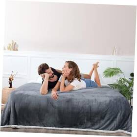 Throw01 Clight Waterproof Fleece Throw Blanket Double-sided Dog Queen 80 Inch 90 Grey
