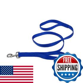 B0002di5t8 Coastal Loops 2 Double Handle Dog Leash Blue 1 Inch X 6 Feet