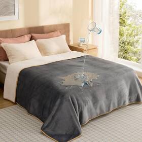 Comfy Pet 313024663671 King Size Waterproof Sherpa Fleece Blanket Grey 108 Inch X86