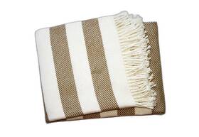 Cream Stone Slanted Stripe Fringed Throw Blanket 606114636267 And